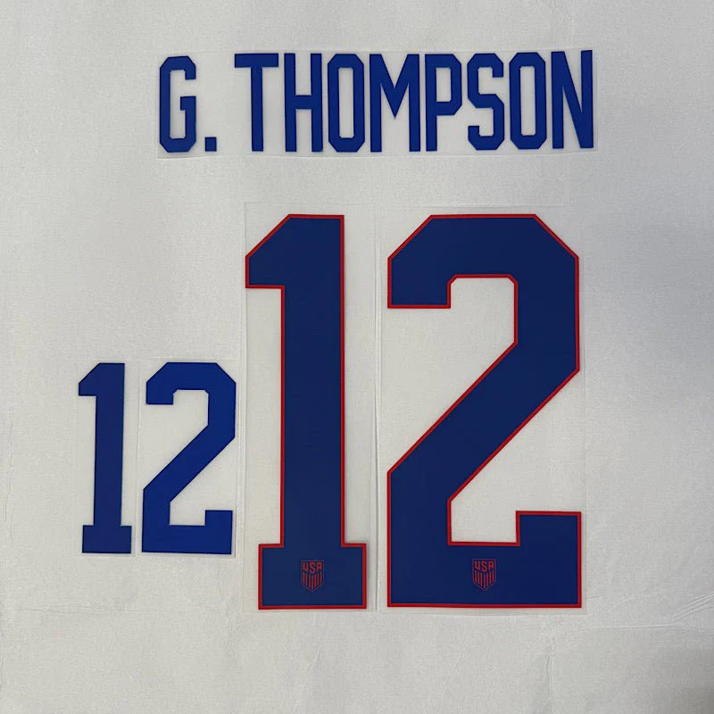 USWNT 2025 Home G. THOMSON #12 Jersey Name Set 8"
